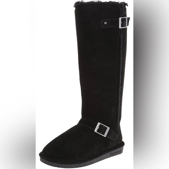 BEARPAW Women's Black Suede Knee-High Boots - Picture 2 of 10